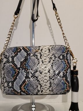 ALDO Snake-Print Crossbody Bag with Gold Chain Strap